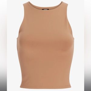 TAN Body Contour High Compression High Neck Cropped Tank